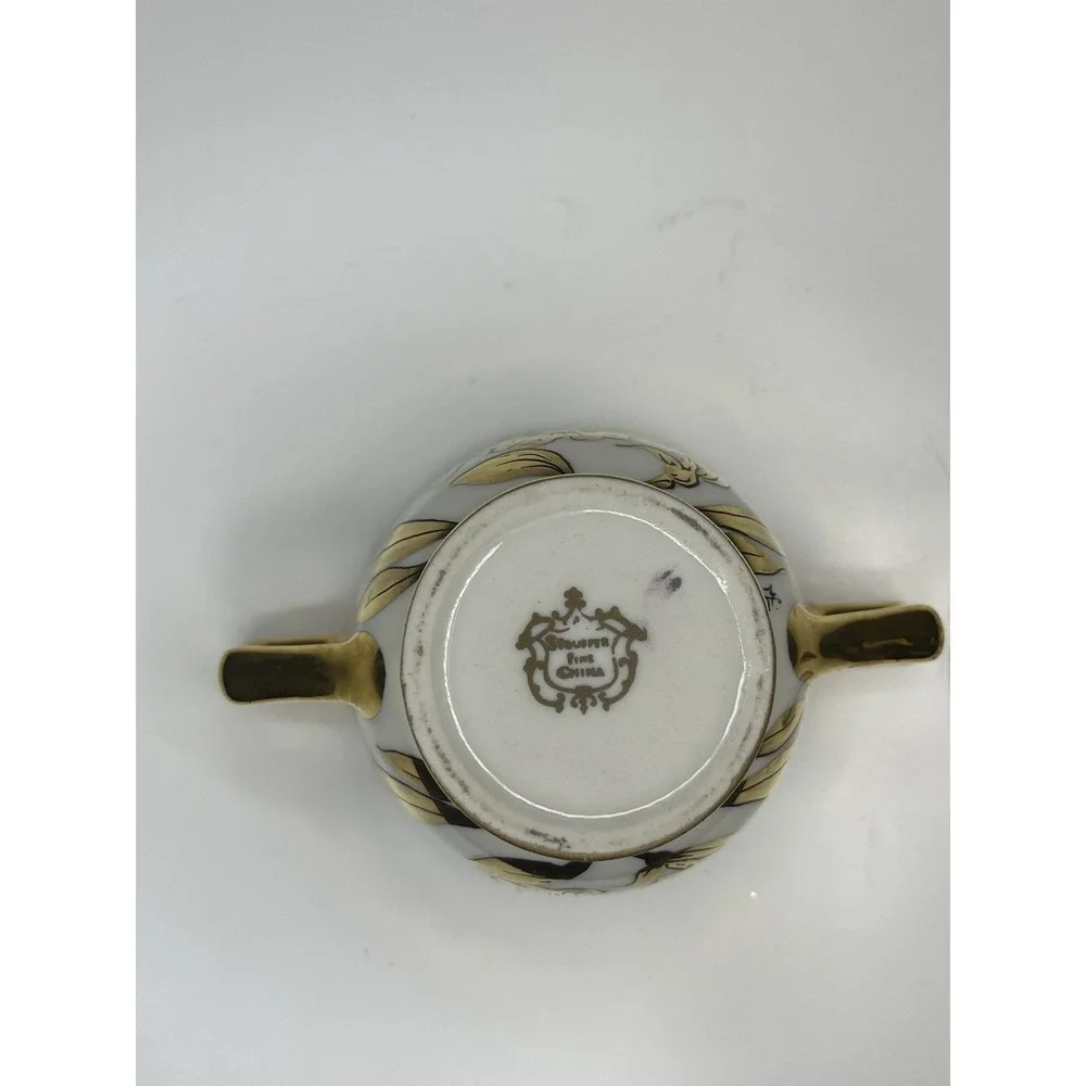Vintage Stouffer‎ SFR3 Sugar Bowl & Lid Golden Orchid Artist Signed Hand Painted
